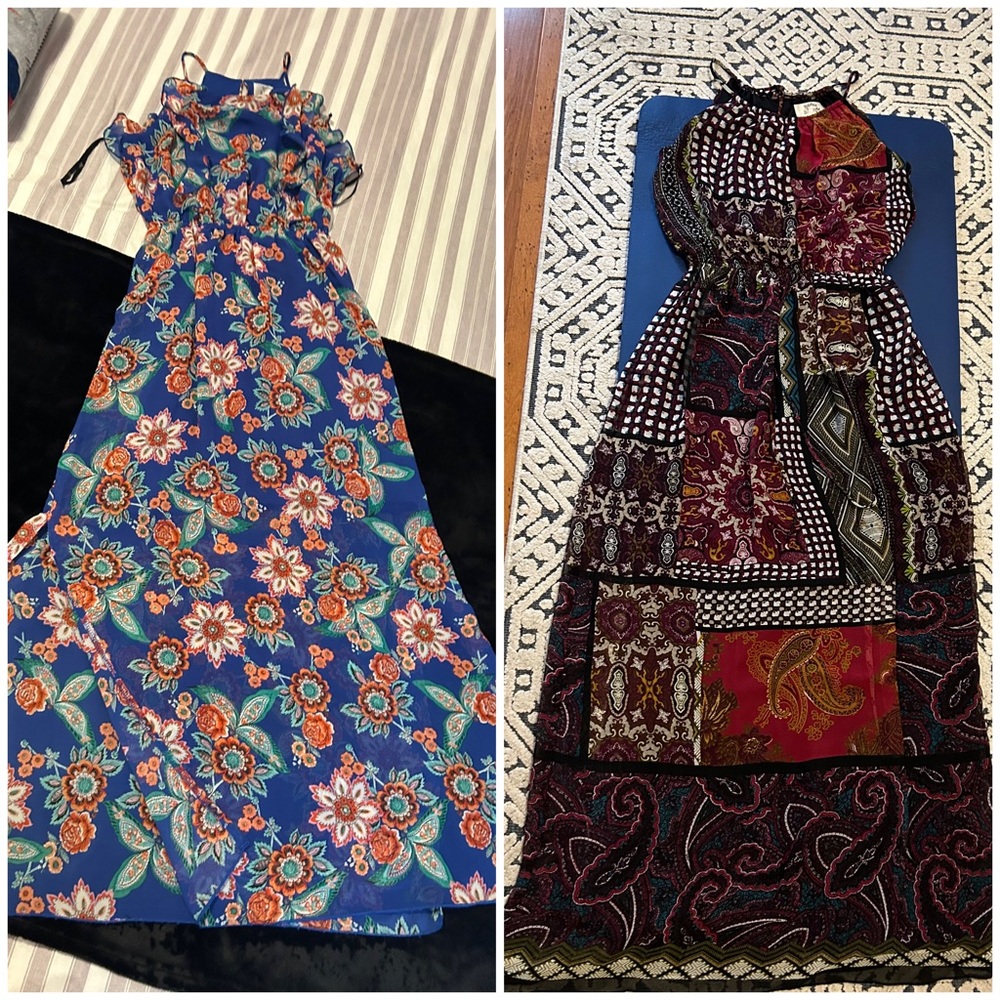 Bundle of 2 maxi dresses, figure flattering material size M.Excellent condition